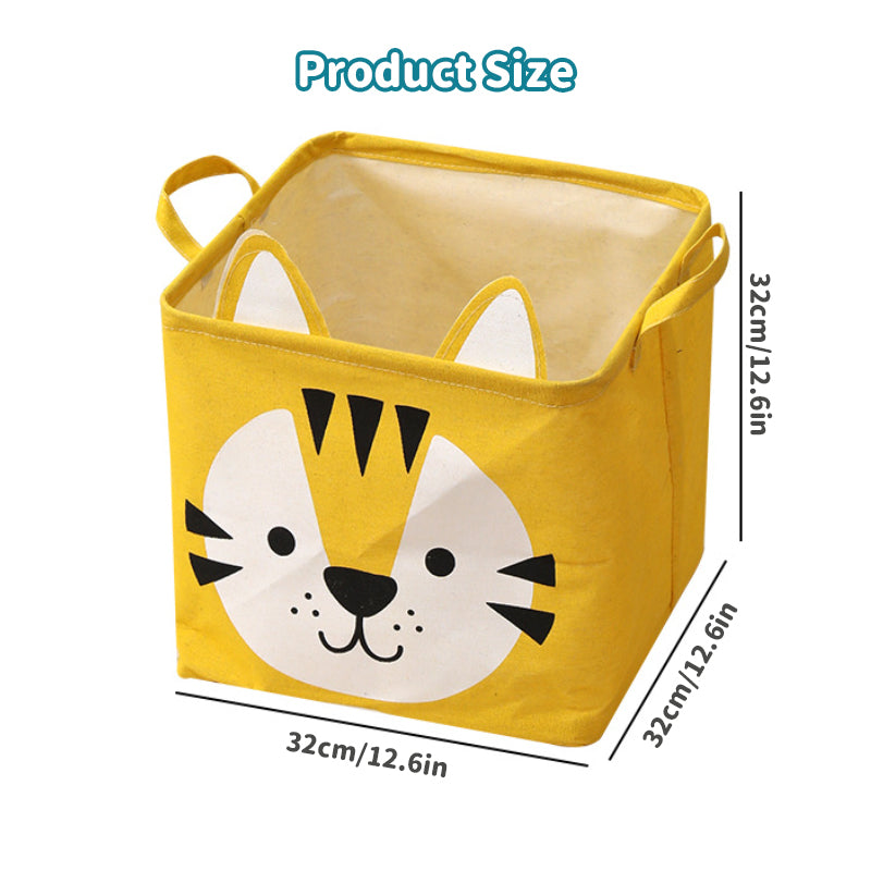 Fabric Cartoon Kids' Toy Storage Bin, Foldable Clothing Organizer & Laundry Hamper, Creative Living Room Storage Basket
