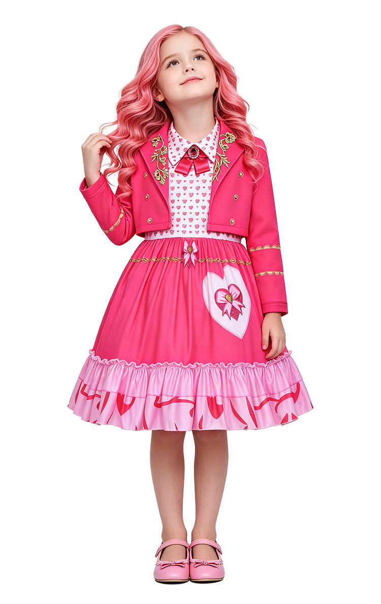 Heir of the Starlight Pink Princess Heart Lapel Suit Dress for Halloween Birthday Party Outfit