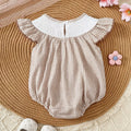 Infant Romper Striped Bowtie Football Embroidery Baby Girl Onesie Short Sleeve Crawler