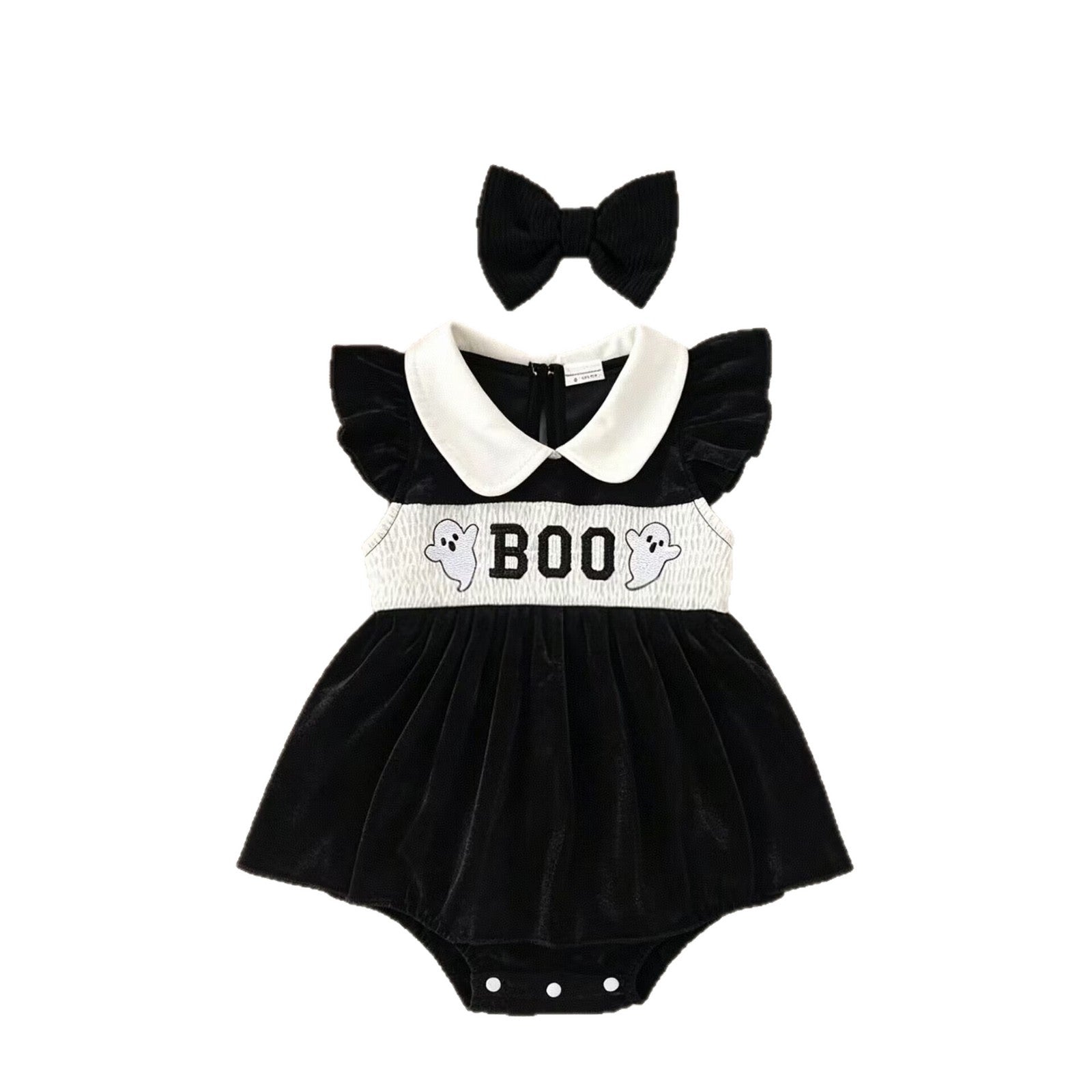 Baby Ghost Print Princess Romper Halloween Outfit for Newborns, Infant Bodysuit Crawling Clothes