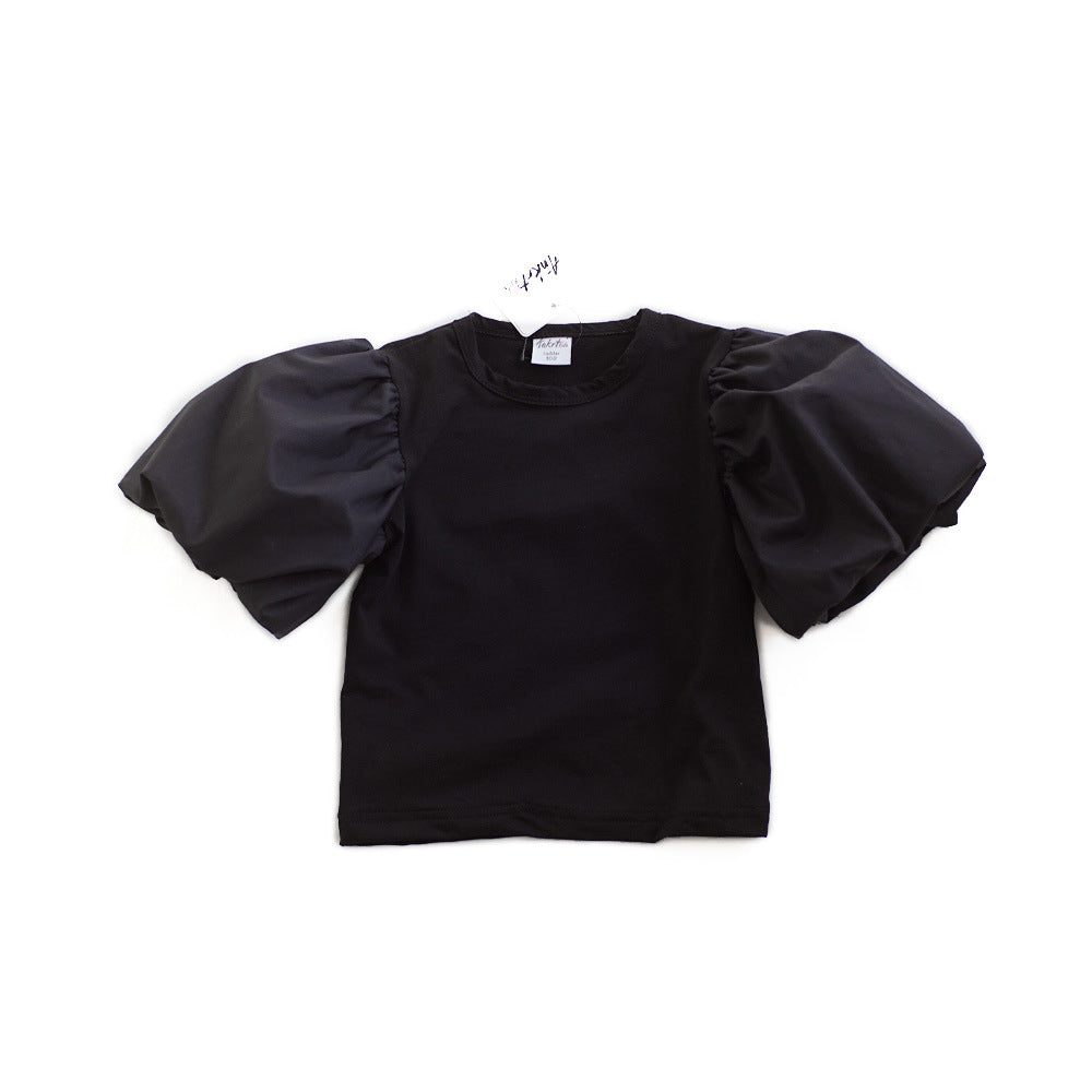 Girls Lantern Sleeve T-Shirt Dress Kids Sweet and Cool Knit Top