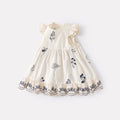Embroidered Cotton Dress Casual Strapless Dress Baby Flutter Sleeve Princess Dress Sweet Summer Outfit