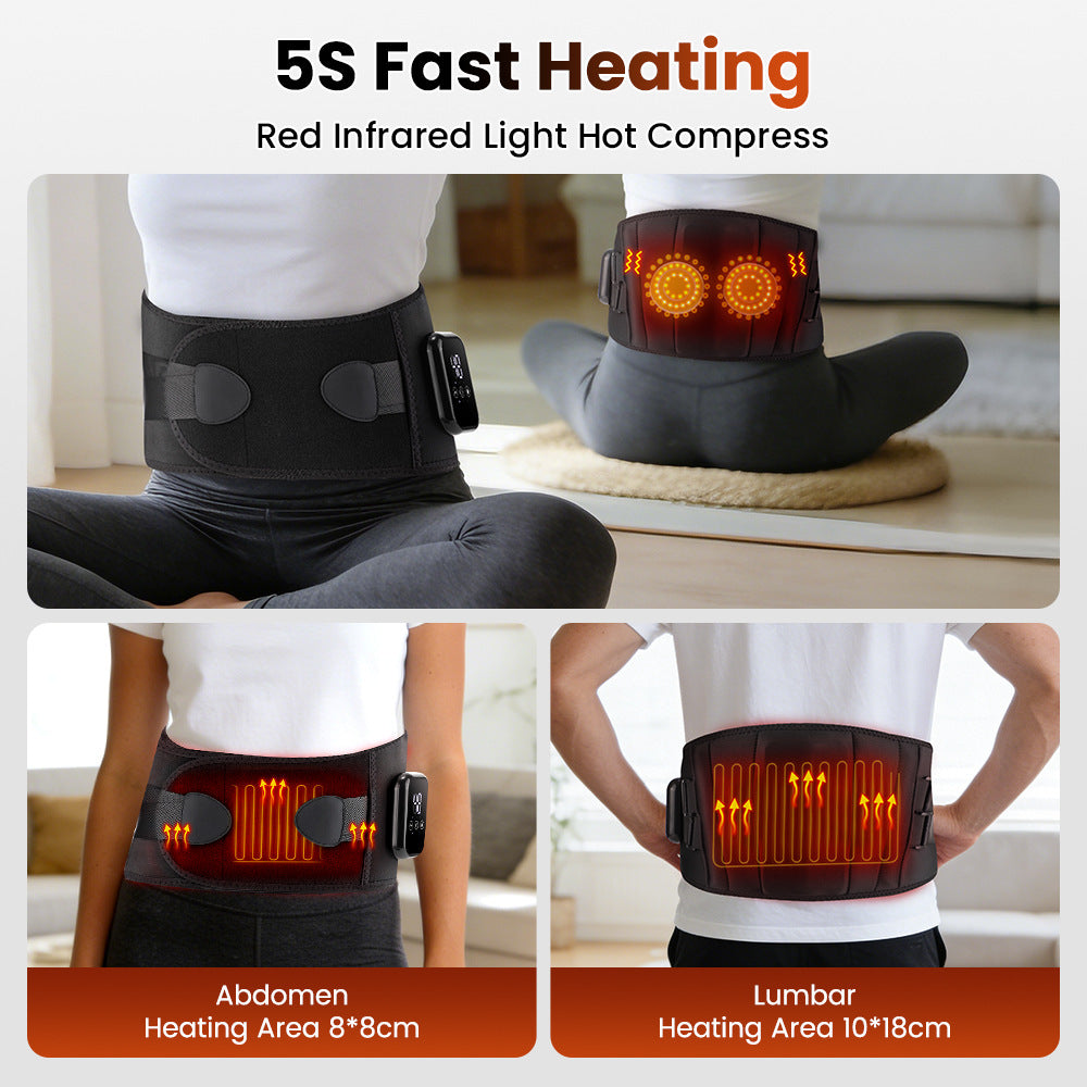 Heated Waist Belt with Electric Vibration Massage, Warmth-Keeping Support Belt