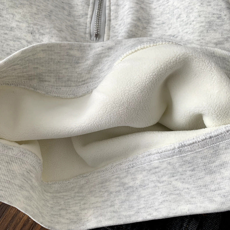 Warm jacket zipper stand up collar versatile top