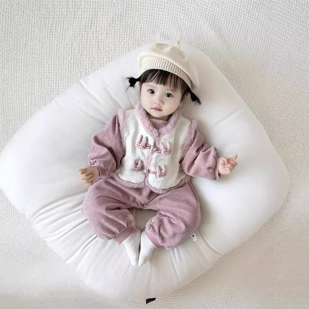 Baby One-Piece Fleece-lined Outfit Cotton-padded Warm Romper