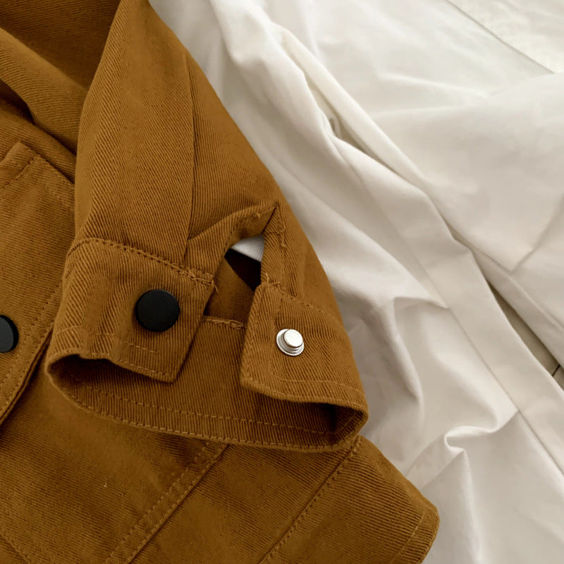Flip collar jacket children's letter casual autumn top