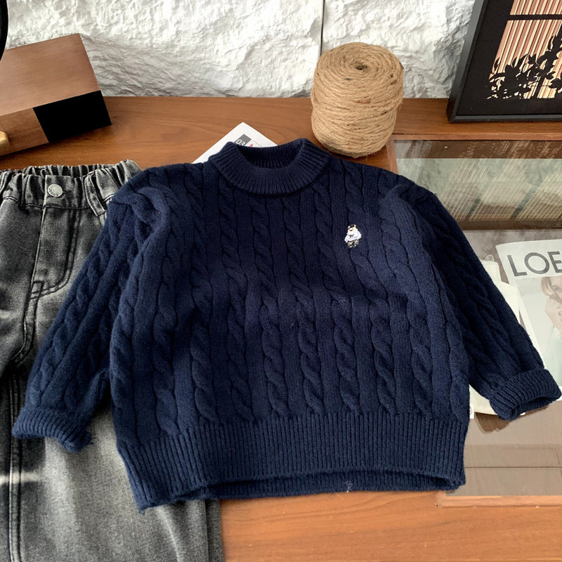 Half high neck knitted sweater for girls as a base layer