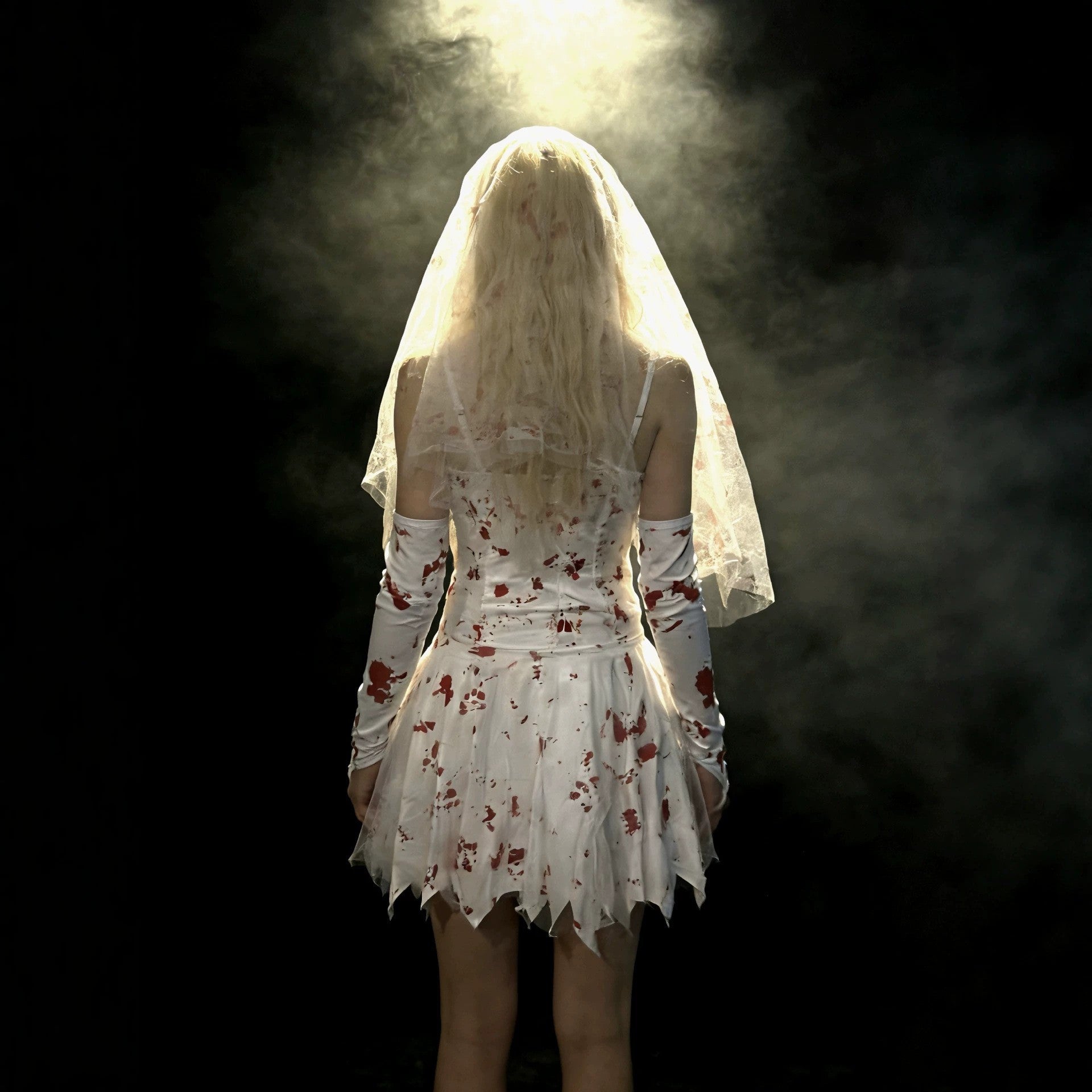 Halloween Bloody Mary Adult Horror Blood-Stained Ghost Bride Costume Gothic Blood-Splattered Zombie Ghost Wedding Dress