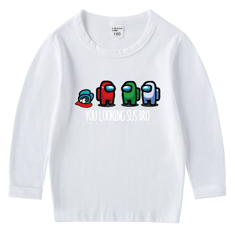 Children's cotton T-shirt with round neck and long sleeved base