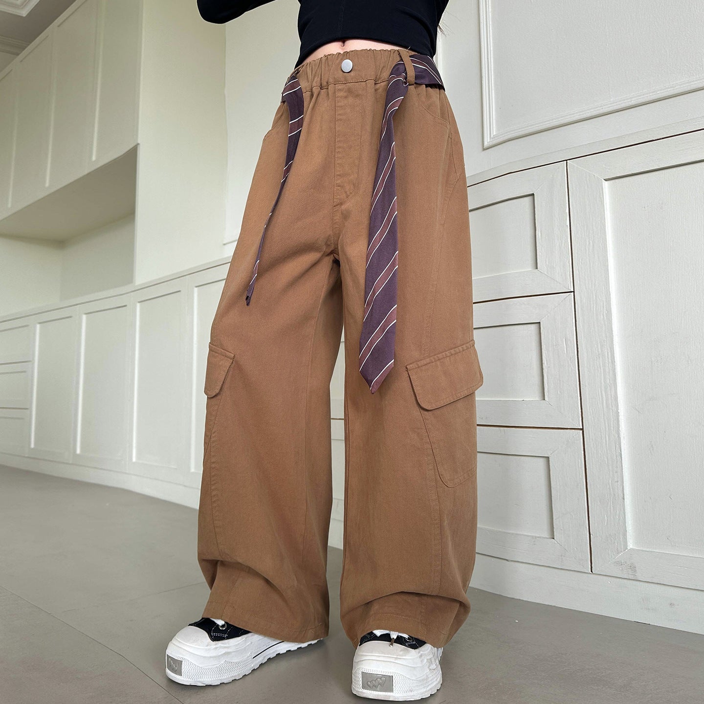 Girls' Cargo Pants Stylish Straight Leg Cargo Pants
