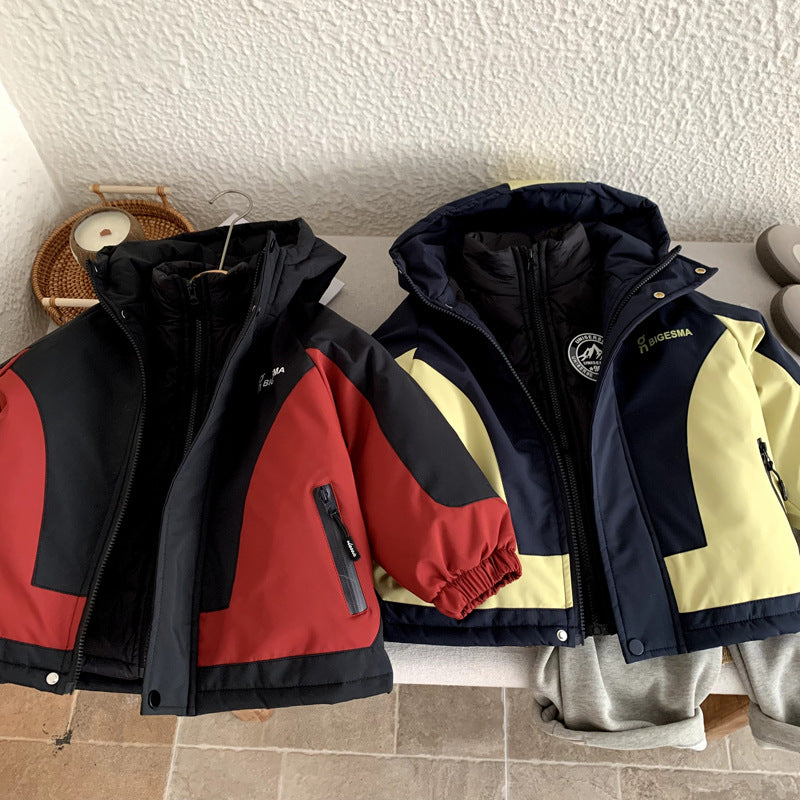 Boys' down jacket with three in one inner lining assault suit