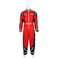 Printed Racer Full Suit Overalls Racing Suit Red and Black Contrast Motorcycle Suit Festival Party Performance Costume