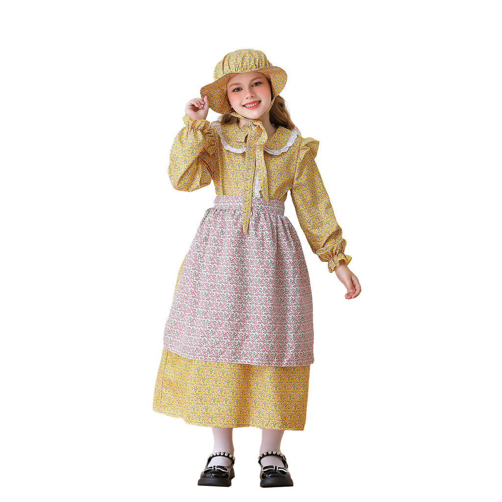 Colonial Girl Children's Clothing Prairie Pioneer Kids Dress Rustic Manor Maid Dress