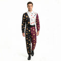 Halloween Poker Card Cosplay Color-Block Spliced Jumpsuit Casino Dealer Costume for Adults