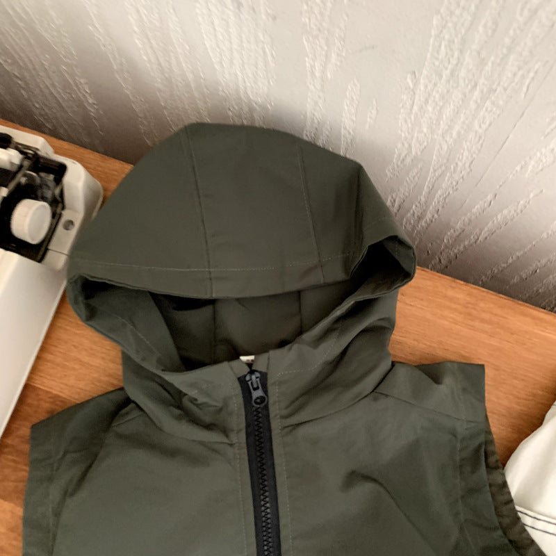 Children's workwear vest hooded jacket