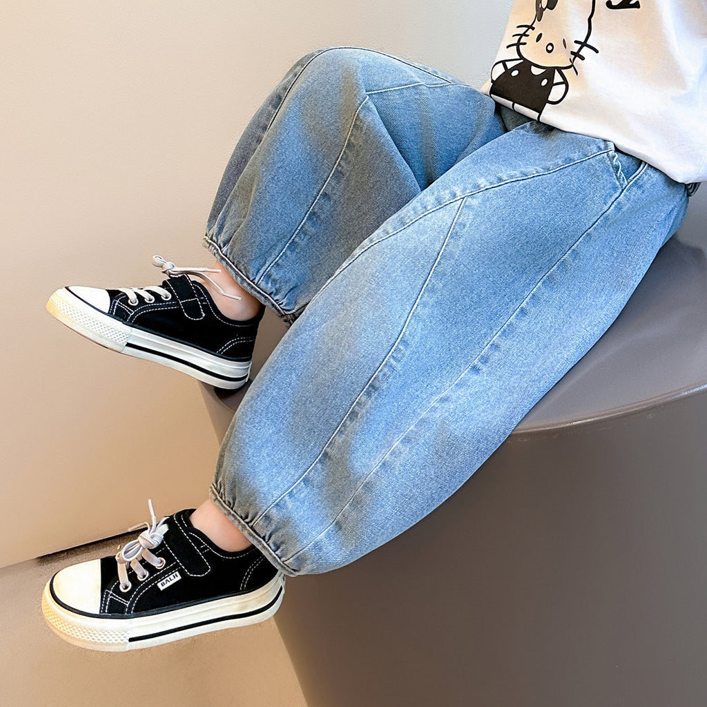 Cartoon Print Harem Denim Pants Girls