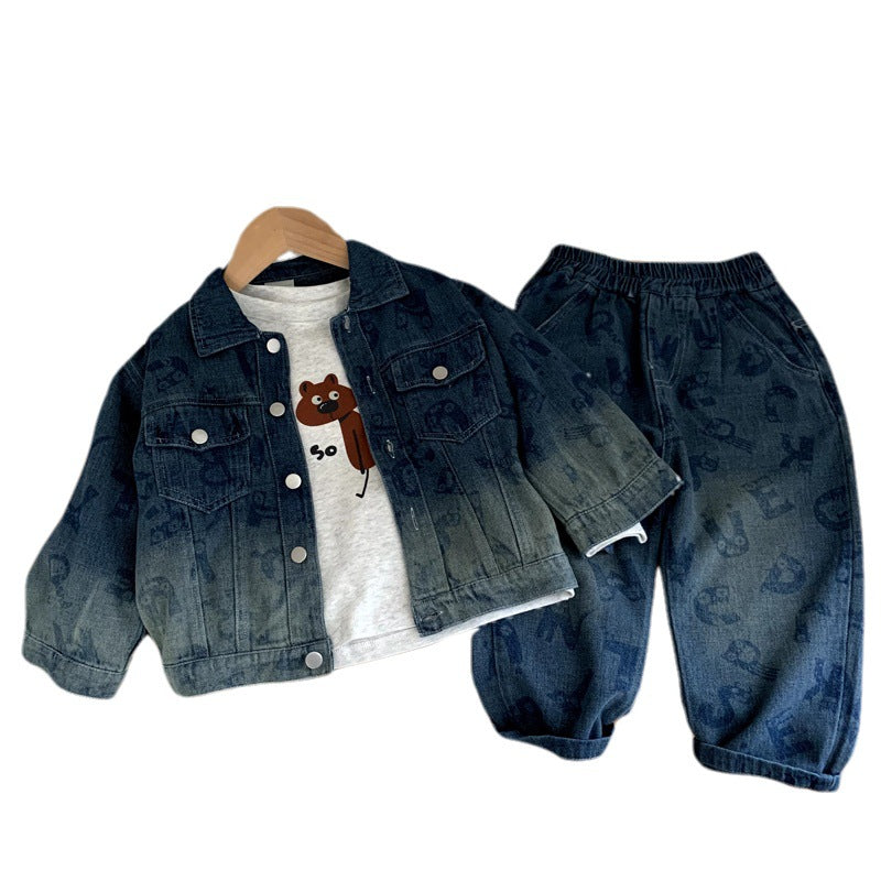 Cowboy two-piece set for boys in spring and autumn styles