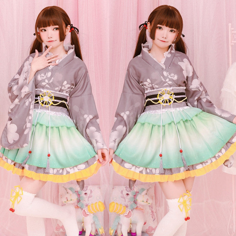 All Members LoveLive Summer Festival Yukata Kimono Modified Short Style Gokuraku Joudo Dance Cosplay Daily Wear Clothing