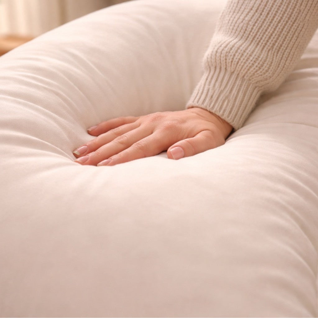Soft Fabric Large Moon-Shaped Pregnancy Pillow, Nursing Pillow, Postpartum Lumbar Support Pillow, Baby Feeding Pillow, Removable and Washable