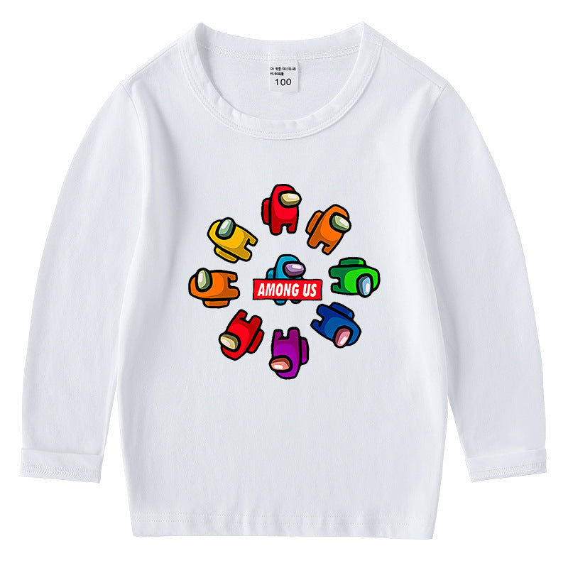 Children's cotton T-shirt with round neck and long sleeved base