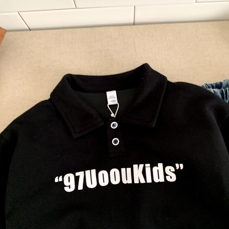 Polo shirt long sleeved lapel sweatshirt for baby girls