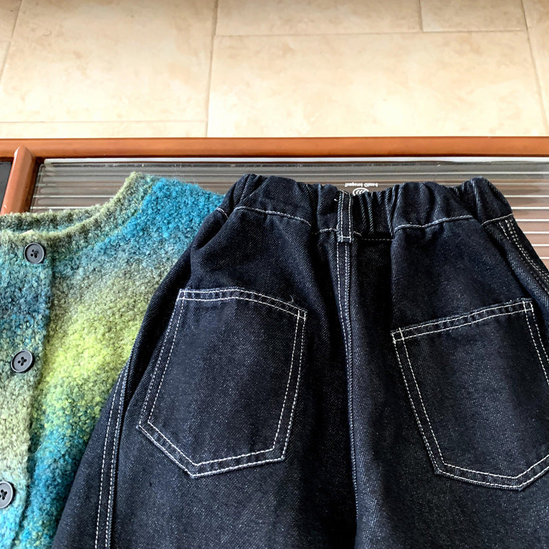 Children's versatile original color jeans