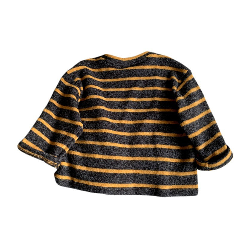 Striped knitted sweater t-shirt baby girl sweater