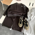 Embroidered knitted sweatshirt and pants two-piece set