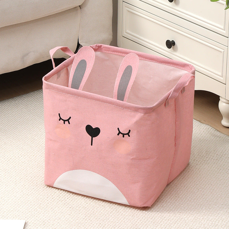 Fabric Cartoon Kids' Toy Storage Bin, Foldable Clothing Organizer & Laundry Hamper, Creative Living Room Storage Basket
