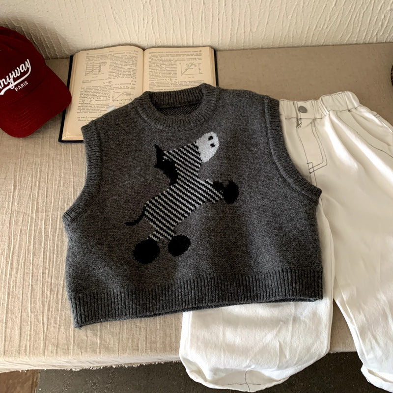 Boys' vest children's knitted vest spring and autumn