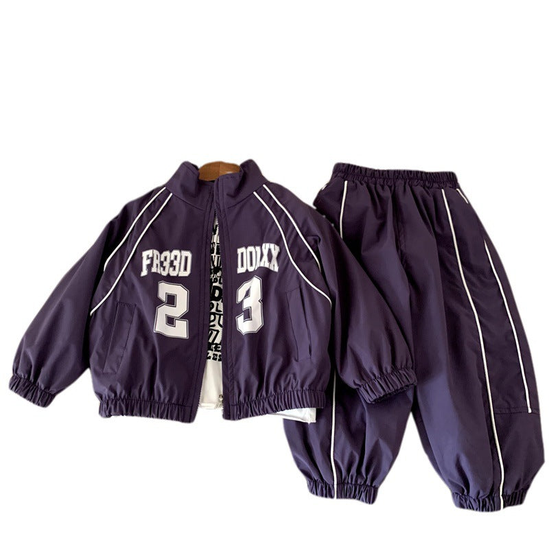 Male baby spring and autumn sports jacket set
