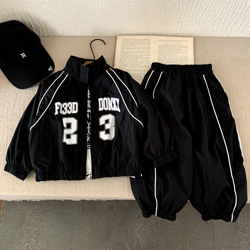 Male baby spring and autumn sports jacket set