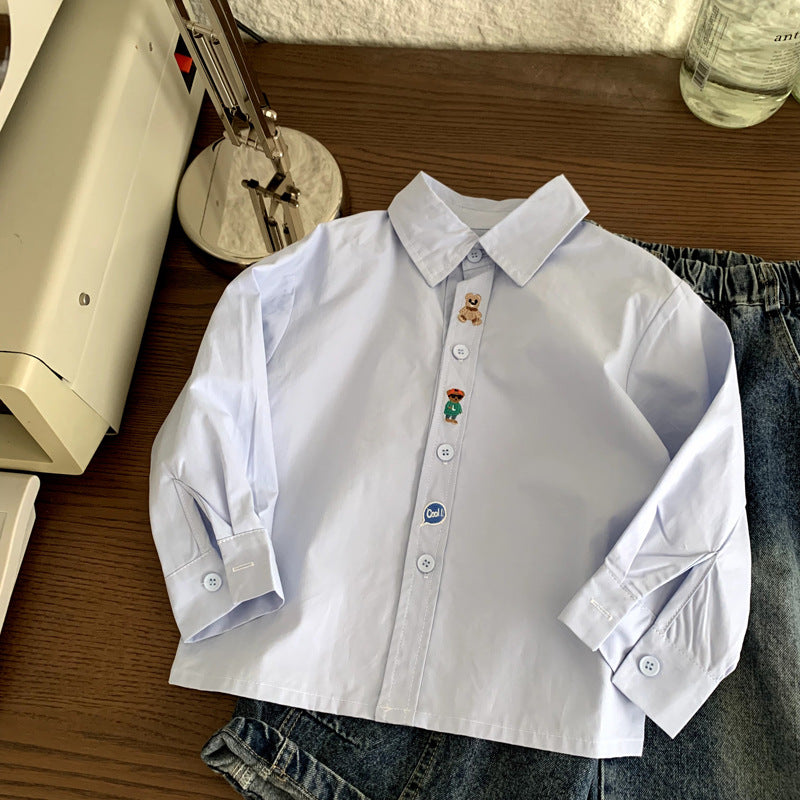 Spring and Autumn Children's Long Sleeve Embroidered Versatile Shirt