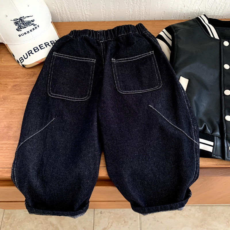 Spring and autumn casual straight leg loose curved knife jeans