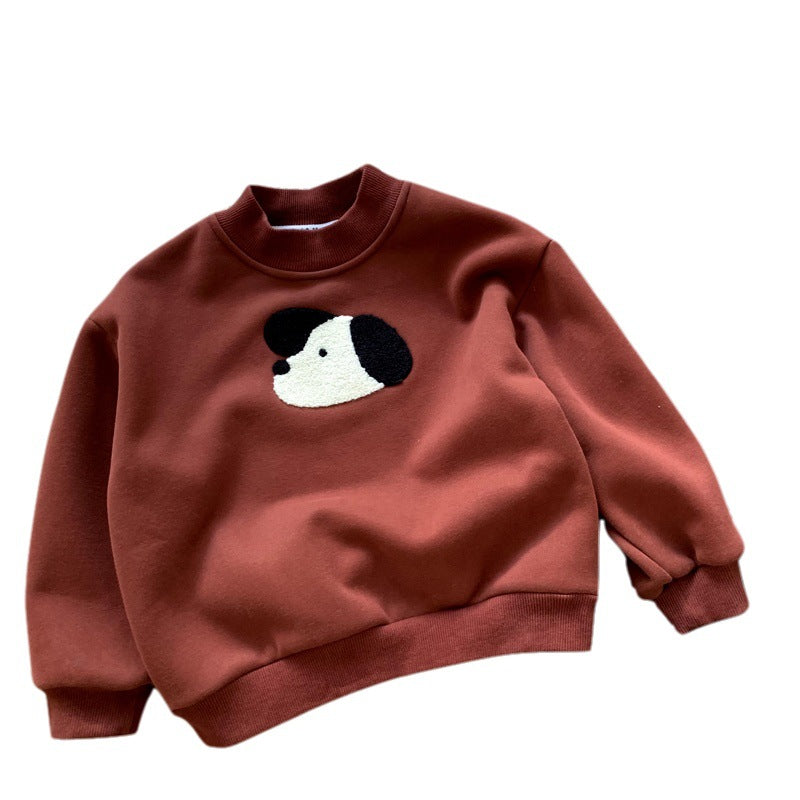 Children's winter clothing boys' hoodie with thickened fleece