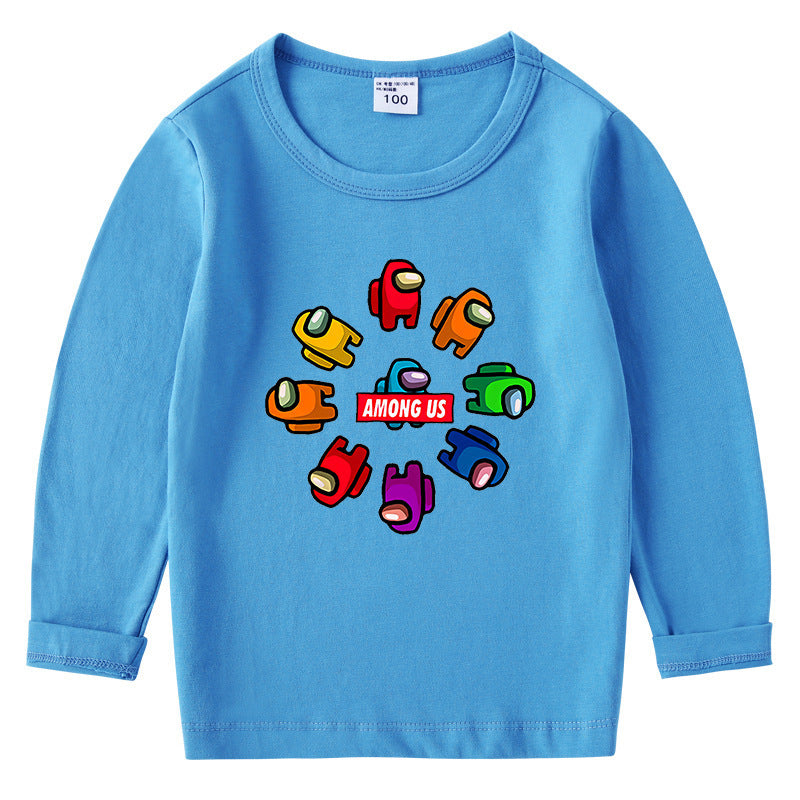 Children's cotton T-shirt with round neck and long sleeved base