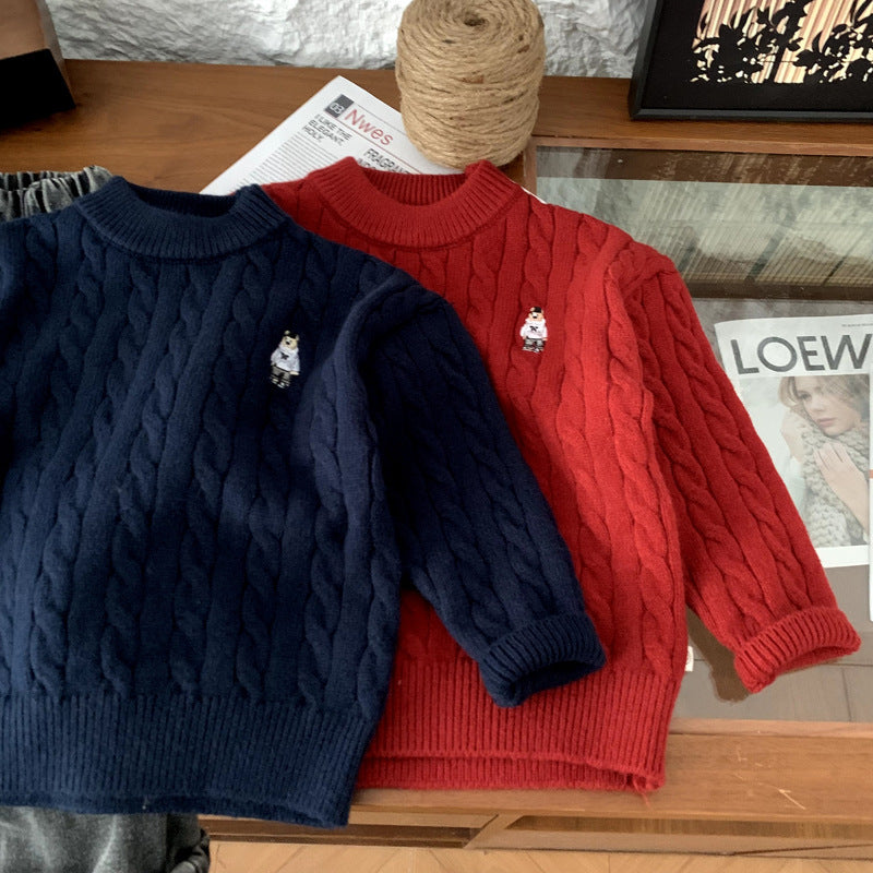 Half high neck knitted sweater for girls as a base layer