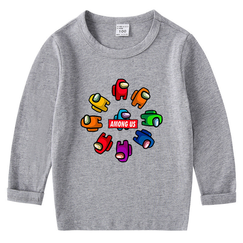 Children's cotton T-shirt with round neck and long sleeved base