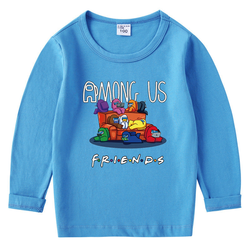 Children's cotton T-shirt with round neck and long sleeved base