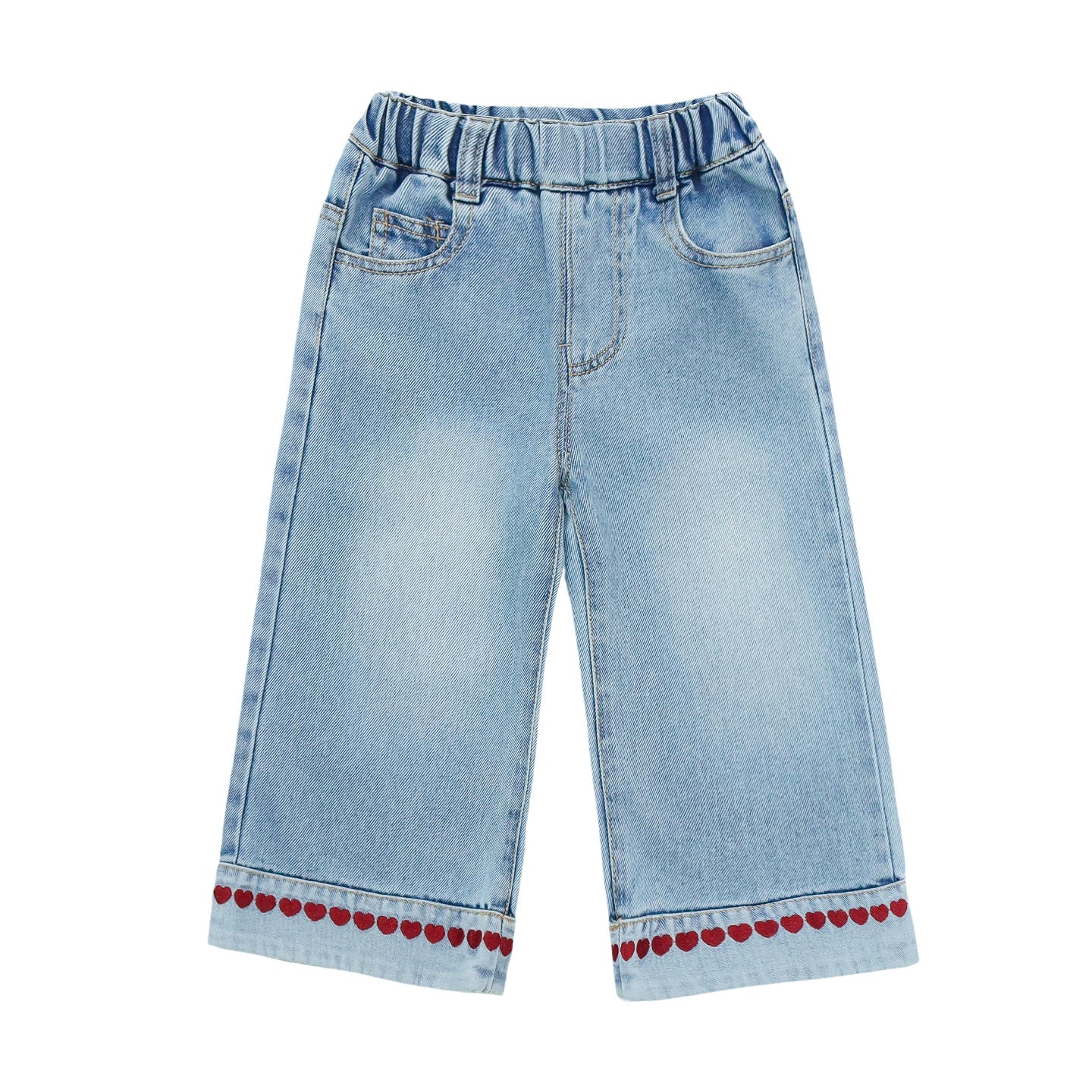 Children's Embroidered Heart Wide Leg Pants