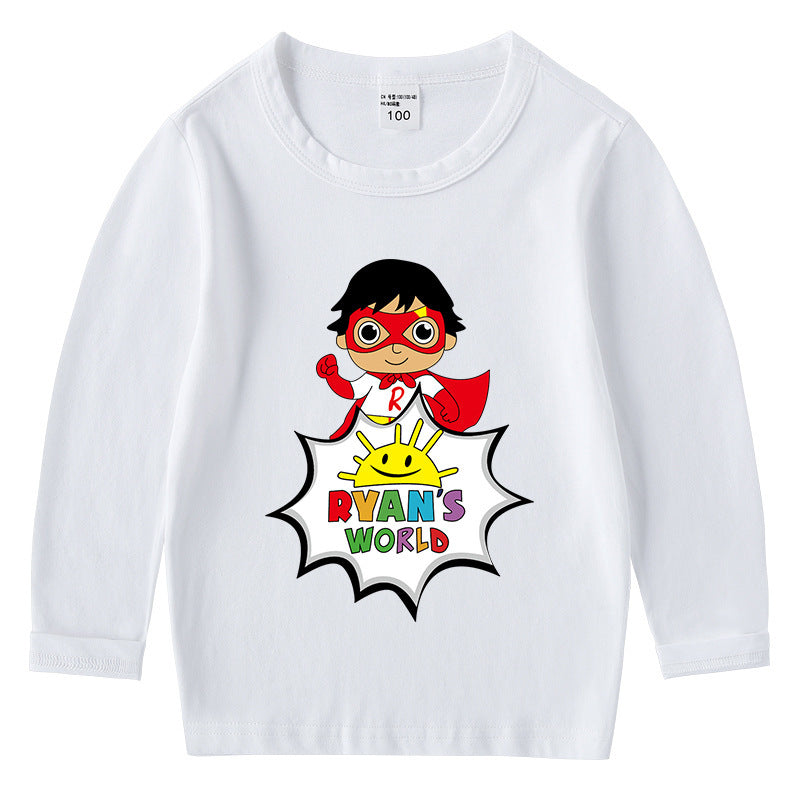 Children's cotton T-shirt with round neck and long sleeved base