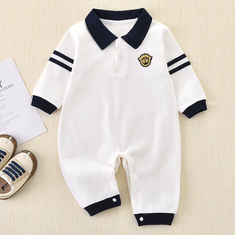 Chic British Style Long Sleeve Bodysuit for Newborn Baby Boys