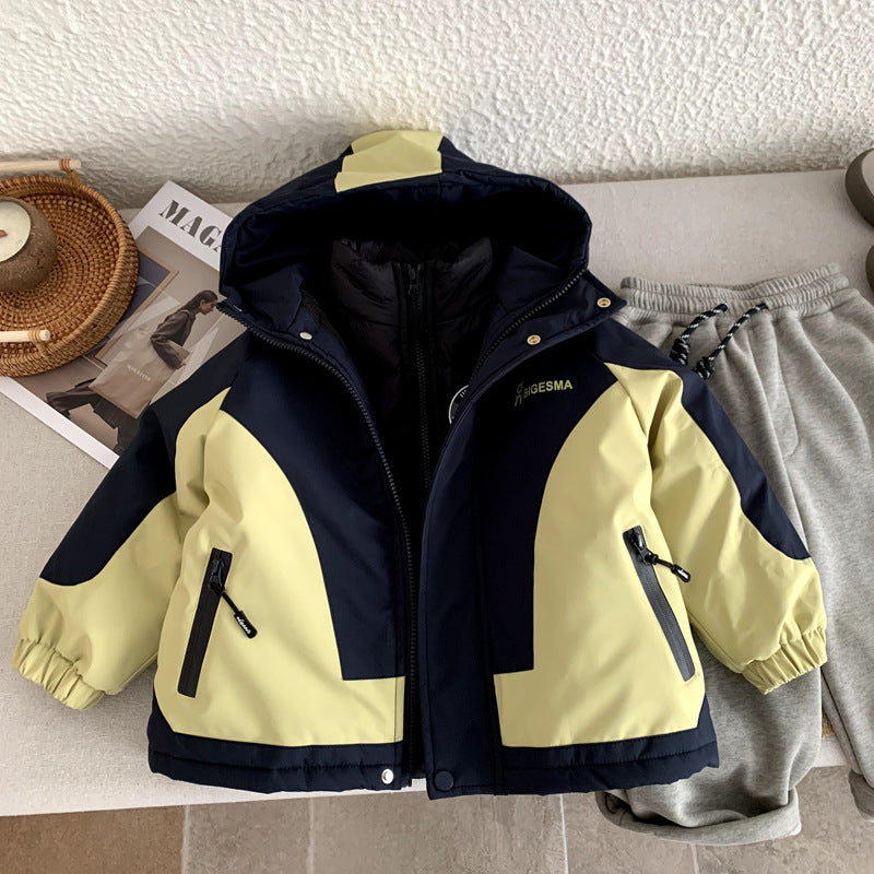 Boys' down jacket with three in one inner lining assault suit