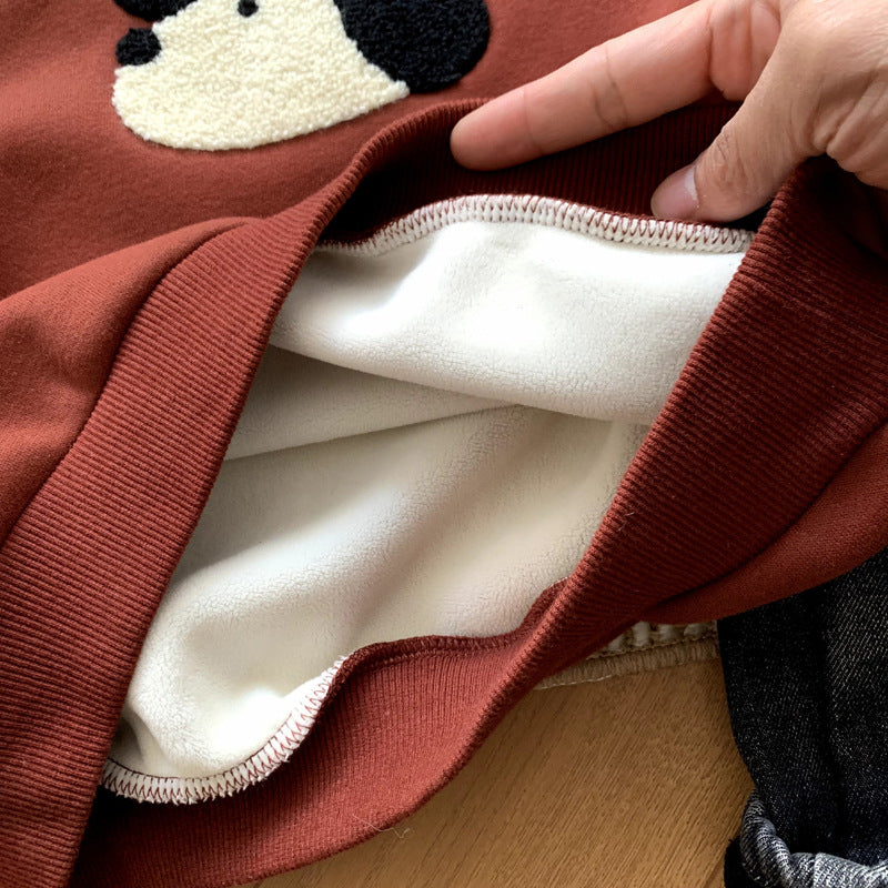 Children's winter clothing boys' hoodie with thickened fleece