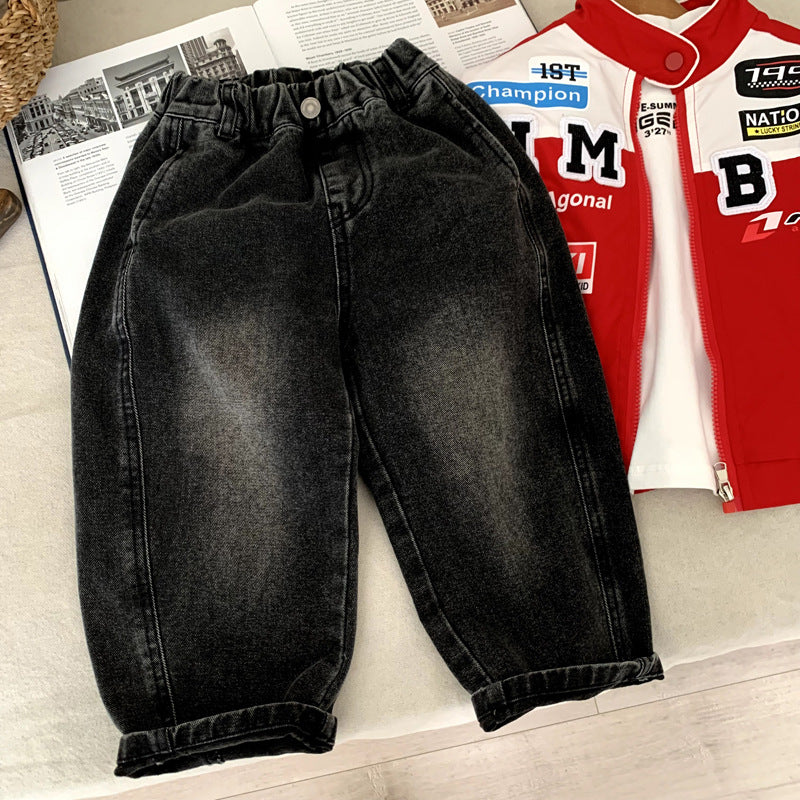 Autumn straight tube loose fitting children's autumn jeans