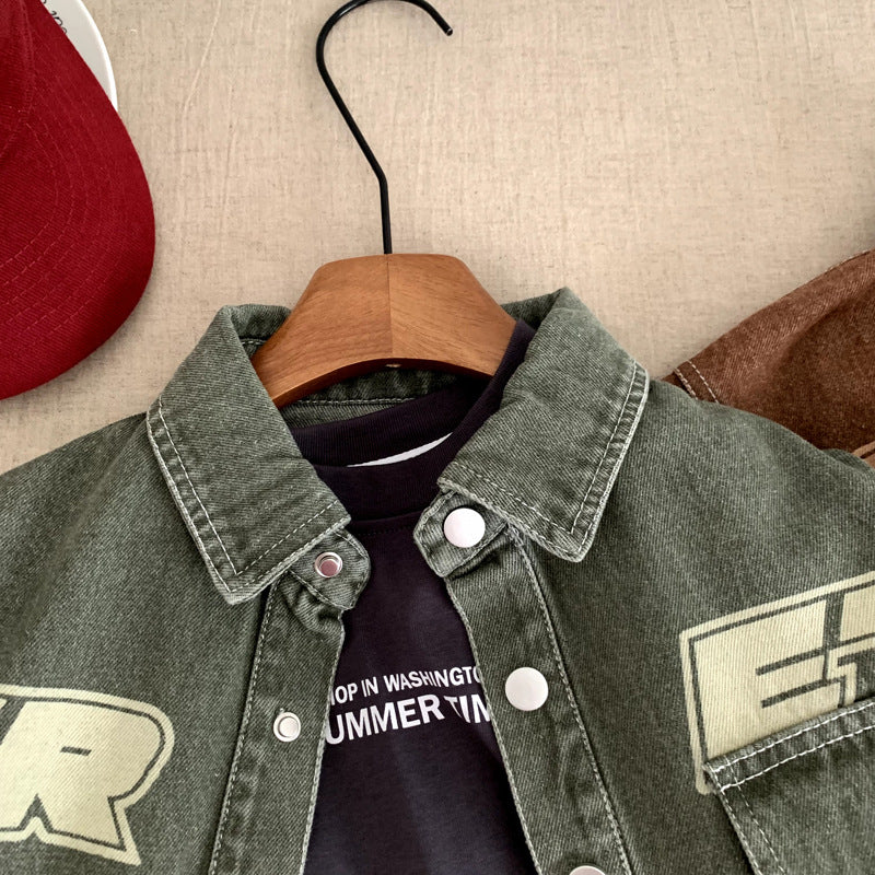 Boys' soft denim jacket for spring and autumn styles