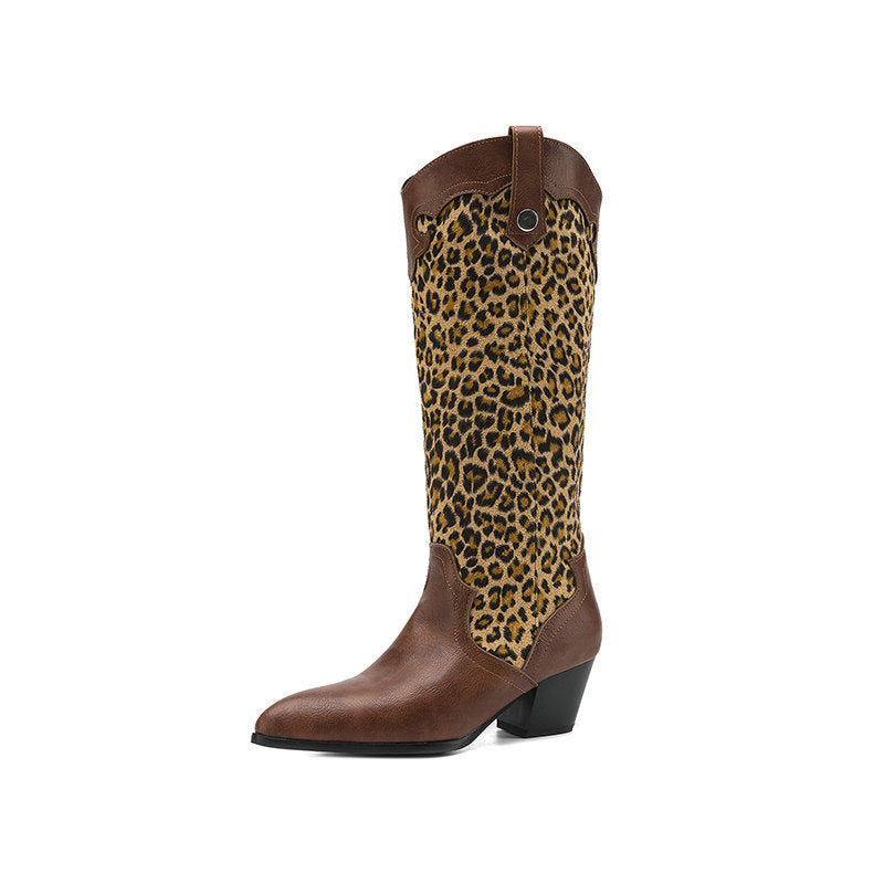 Botas Western Étnicas con Patchwork y Tacón Grueso – Mujer