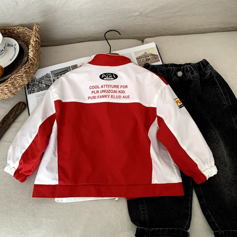 Boys' autumn color blocked baseball jersey