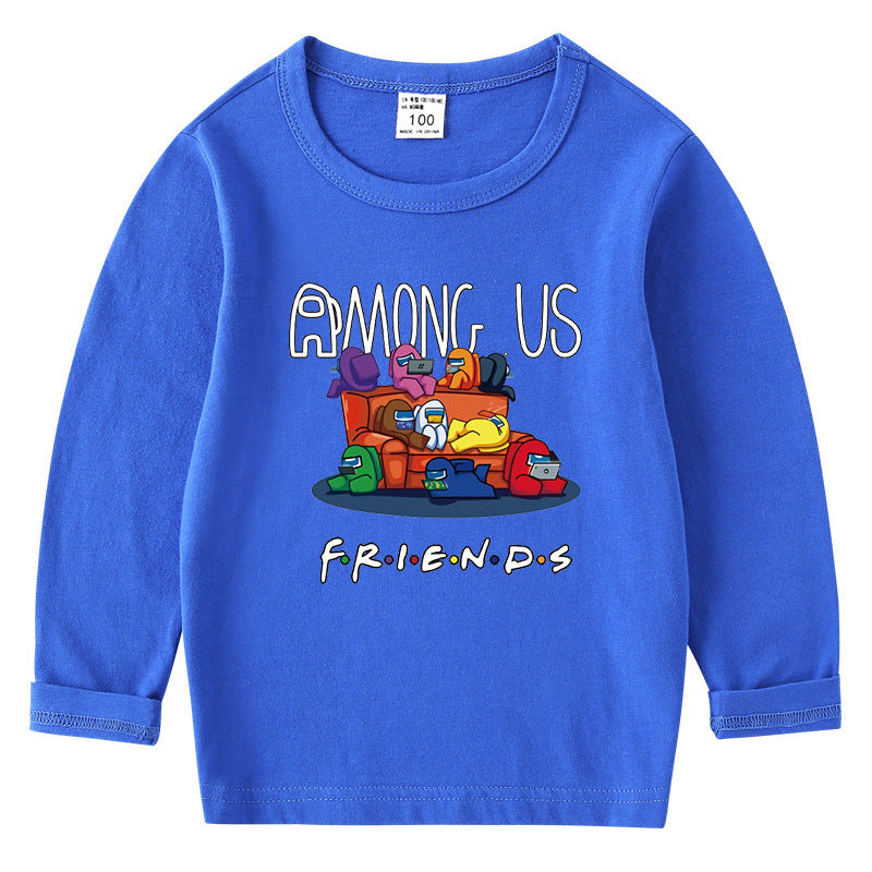 Children's cotton T-shirt with round neck and long sleeved base