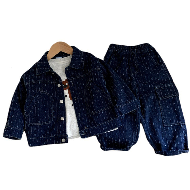 Children's denim two-piece set for spring and autumn styles